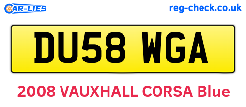 DU58WGA are the vehicle registration plates.