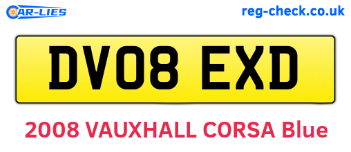 DV08EXD are the vehicle registration plates.