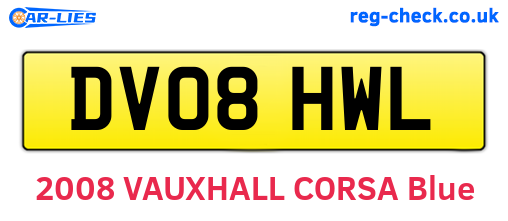 DV08HWL are the vehicle registration plates.