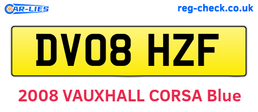 DV08HZF are the vehicle registration plates.