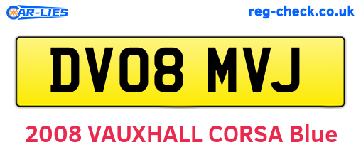 DV08MVJ are the vehicle registration plates.