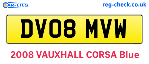 DV08MVW are the vehicle registration plates.