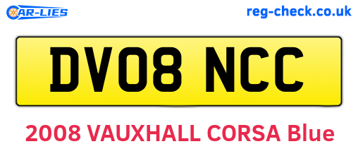 DV08NCC are the vehicle registration plates.