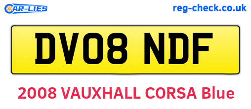DV08NDF are the vehicle registration plates.