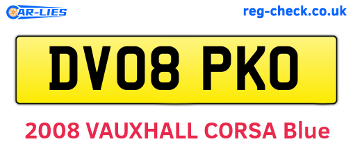 DV08PKO are the vehicle registration plates.