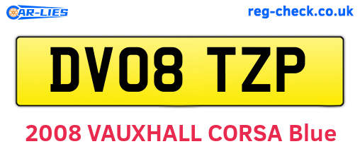 DV08TZP are the vehicle registration plates.