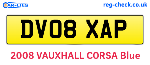 DV08XAP are the vehicle registration plates.