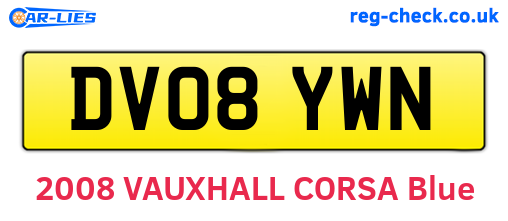 DV08YWN are the vehicle registration plates.