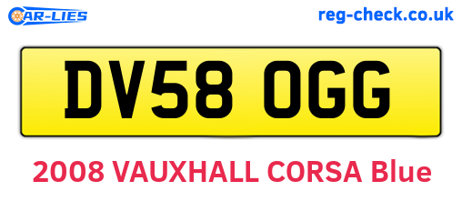 DV58OGG are the vehicle registration plates.