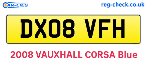 DX08VFH are the vehicle registration plates.