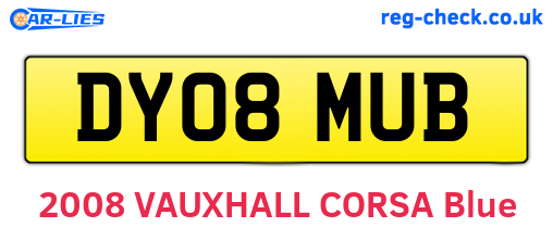 DY08MUB are the vehicle registration plates.