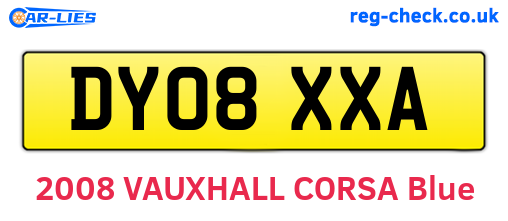 DY08XXA are the vehicle registration plates.
