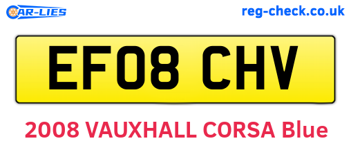 EF08CHV are the vehicle registration plates.