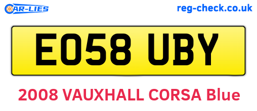 EO58UBY are the vehicle registration plates.