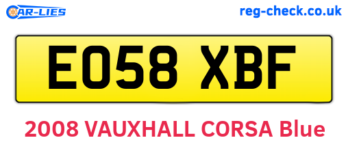 EO58XBF are the vehicle registration plates.