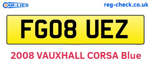 FG08UEZ are the vehicle registration plates.