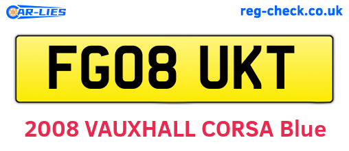 FG08UKT are the vehicle registration plates.