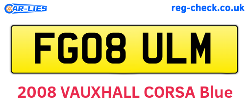 FG08ULM are the vehicle registration plates.