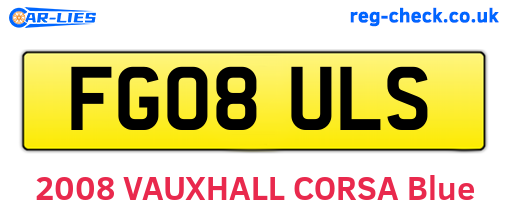 FG08ULS are the vehicle registration plates.