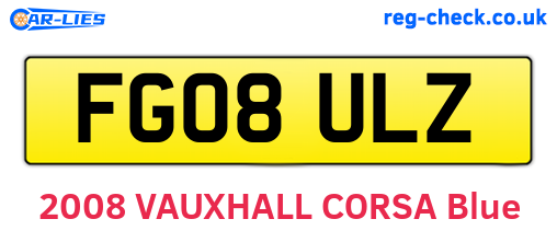 FG08ULZ are the vehicle registration plates.