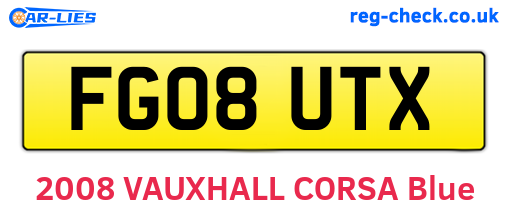 FG08UTX are the vehicle registration plates.