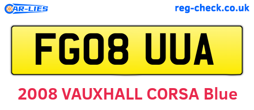 FG08UUA are the vehicle registration plates.