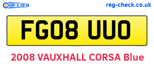 FG08UUO are the vehicle registration plates.