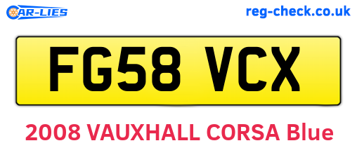 FG58VCX are the vehicle registration plates.