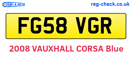 FG58VGR are the vehicle registration plates.