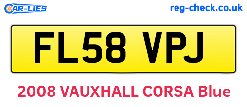 FL58VPJ are the vehicle registration plates.