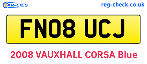 FN08UCJ are the vehicle registration plates.
