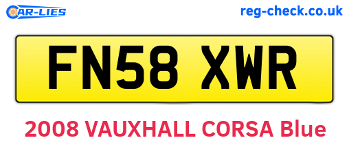 FN58XWR are the vehicle registration plates.