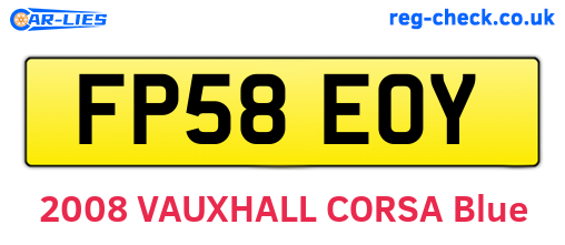 FP58EOY are the vehicle registration plates.