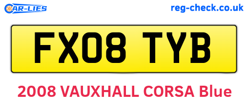 FX08TYB are the vehicle registration plates.