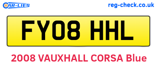 FY08HHL are the vehicle registration plates.