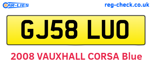 GJ58LUO are the vehicle registration plates.