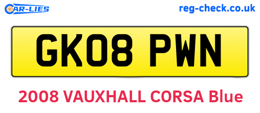 GK08PWN are the vehicle registration plates.