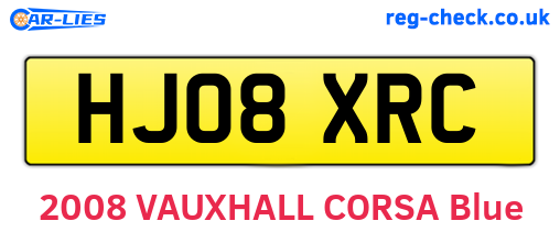 HJ08XRC are the vehicle registration plates.