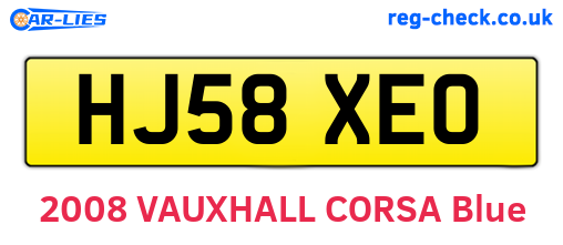 HJ58XEO are the vehicle registration plates.