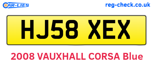 HJ58XEX are the vehicle registration plates.