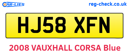 HJ58XFN are the vehicle registration plates.