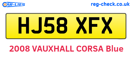 HJ58XFX are the vehicle registration plates.