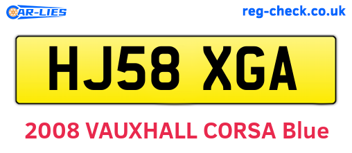HJ58XGA are the vehicle registration plates.