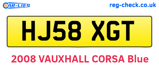 HJ58XGT are the vehicle registration plates.