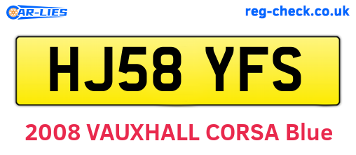 HJ58YFS are the vehicle registration plates.