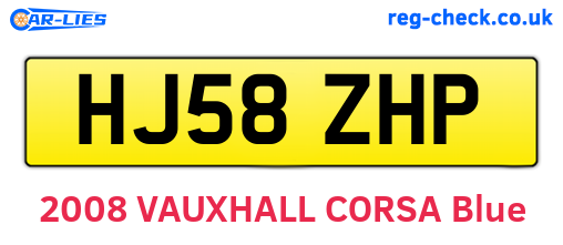 HJ58ZHP are the vehicle registration plates.