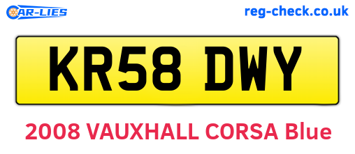 KR58DWY are the vehicle registration plates.