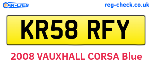 KR58RFY are the vehicle registration plates.