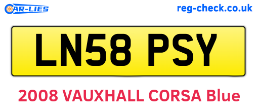 LN58PSY are the vehicle registration plates.