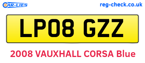 LP08GZZ are the vehicle registration plates.